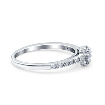 Art Deco Band Wedding Ring Round Pave Simulated Cubic Zirconia 925 Sterling Silver (6mm)
